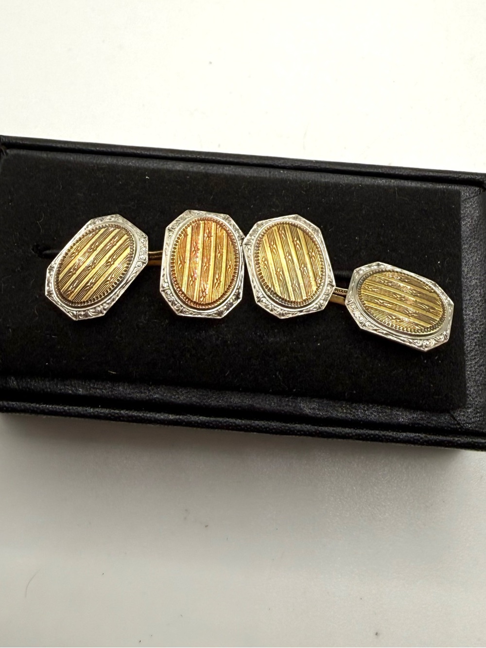 14k  Gold and Silver Octagonal Cuff Links - Men Accessories